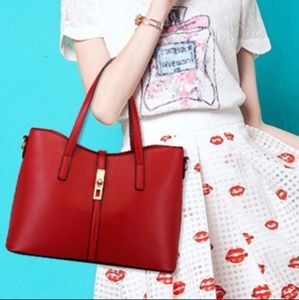 NWOT TOP HANDLE RED LEATHER TOTE